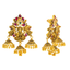 22K Antique Yellow Gold, CZ & Ruby Lakshmi Necklace & Jhumki Set (115.8gm)