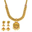 22K Antique Gold CZ Ruby Lakshmi Jhumki Set, 89.6 Grams