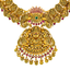 22K Antique Yellow Gold, CZ & Ruby Lakshmi Necklace (82.5gm)