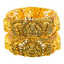 22K Antique Gold, Emerald, CZ & Ruby Temple Bangle Set of 2 (98.6gm)