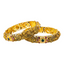 22K Antique Gold, Emerald, CZ & Ruby Temple Bangle Set of 2 (47.8gm)