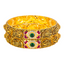 22K Antique Gold, Emerald, CZ, & Ruby Temple Bangle Set of 2 (44.6gm)