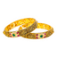 22K Antique Gold, Emerald, CZ, & Ruby Temple Bangle Set of 2 (44.6gm)