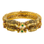 22K Antique Gold & Emerald Bangle Set of 2 (46.8 grams)