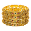 22K Antique Gold, CZ, Emerald & Ruby Temple Bangle Set of 4 (66.4gm)