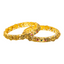 22K Antique Gold, CZ, Emerald & Ruby Temple Bangle Set of 4 (66.4gm)
