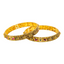 22K Antique Gold, CZ, Emerald & Ruby Temple Bangle Set of 4 (73.2gm)