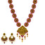 22K Antique Long Lakshmi Necklace & Chandbali with Ruby Pearl