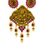 22K Antique Long Lakshmi Necklace & Chandbali with Ruby Pearl