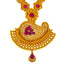 22K Gold Ruby Necklace & Chandbali Earrings Set, 97.3 Grams