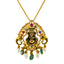 22K Antique Gold Temple Necklace & Earrings Set w/ Gems and Pearls (54.5 grams)