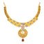 22K Antique Gold Jewelry Set w/ CZ, Kundan & Ruby (46.5gm)