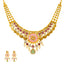 22K Yellow Gold, Emerald, Ruby, Pearls & CZ Choker Necklace Set (68.5gm)