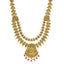 22K Antique Gold Lakshmi Temple Necklace w/ Emeralds, Ruby, Pearls & CZ (68.1gm)