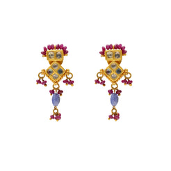 22K Yellow Gold & Ruby Earrings (7.6gm)