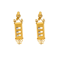 22K Yellow Gold & CZ Earrings (13gm)