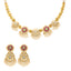 22K Yellow Gold Antique Choker Necklace Set w/ Emerald, Ruby, CZ, & Pearls (38.2gm)