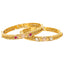 22K Yellow Gold Bangle Set of 2 w/ Kundan & Ruby (31.3gm)
