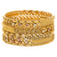 22K Yellow Gold Bangle Set of 4 w/ Kundan, CZ, & Ruby (57.8gm)