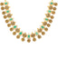 22K Yellow Gold Antique Temple Choker Necklace w/ CZ & Emerald (40gm)