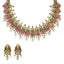 22K Antique Gold & Gemstone Temple Jewelry Set (63.3gm)