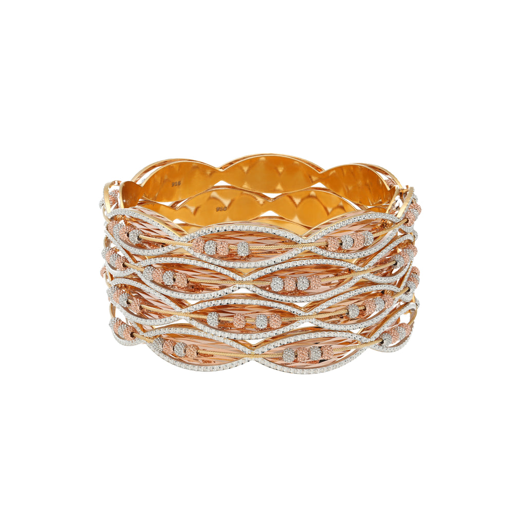 22K Rose & White Gold Bangle Set of 4 (156.6gm) Virani Jewelers