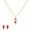 22K Yellow Gold & Ruby Square Layers Pendant Set (11.2gm)