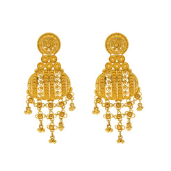 22K Yellow Gold Beaded Filigree Earrings (17.2gm)