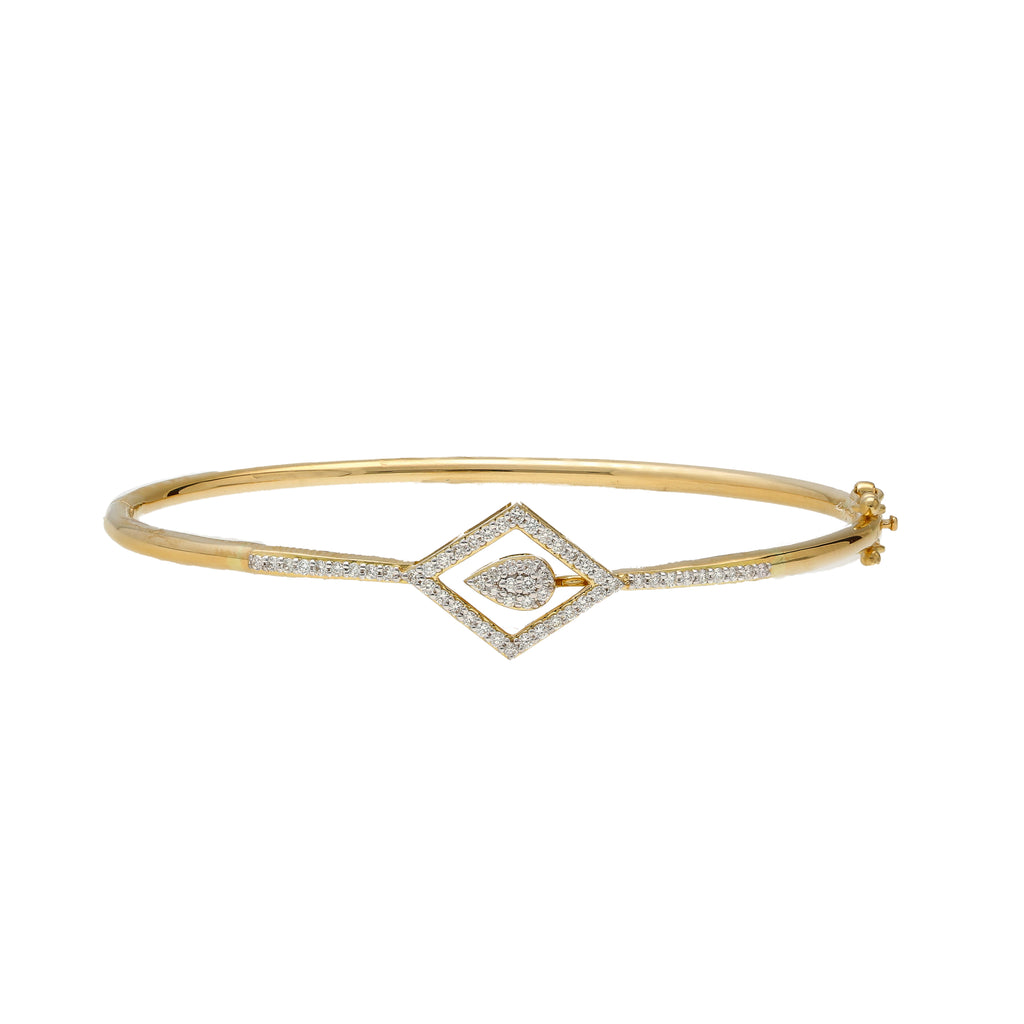 18K Yellow Gold & 0.4 Carat Diamond Bangle (8gm) | Make a statement of sophistication with this 18k yellow gold and diamond bangle by Virani Jeweler...