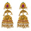 22K Yellow Gold, Gem, CZ, and Pearl Temple Necklace Set (153.11gm)