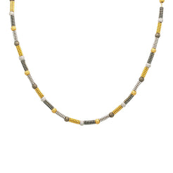 22K Multi Tone Gold Chain W/ Rounded Bead Chain & Glass Blast Bead Accents - Virani Jewelers