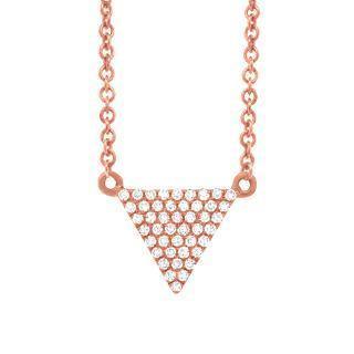 0.13ct 14k Rose Gold Diamond Pave Triangle Necklace - Virani Jewelers | 14K Rose Gold Diamond Pave Triangle Necklace. This triangle necklace pendant is paved with 0.13ct...