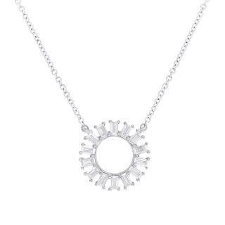 0.26ct 14k White Gold Diamond Circle Baguette Pendant - Virani Jewelers | 0.26ct 14k White Gold Diamond Circle Baguette Pendant. 0.45