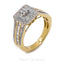 0.77CT Diamond Cluster Double Square Ring Set W/ Side Baguettes In Yellow Gold - Virani Jewelers