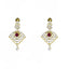 18K Multi Tone Gold Diamond Earring & Necklace Set W/ VVS Diamonds & Changeable Ruby & Emerald on Heart Charm Chain - Virani Jewelers