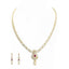 18K Multi Tone Gold Diamond Earring & Necklace Set W/ VVS Diamonds and Rubies on Flower Accents - Virani Jewelers