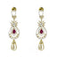 18K Multi Tone Gold Diamond Earring & Necklace Set W/ VVS Diamonds and Rubies on Flower Accents - Virani Jewelers