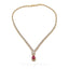 5.82CT Diamond Box Chain Necklace and Earrings Set in 18k Yellow Gold W/ Drop Ruby Pendant - Virani Jewelers