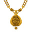 22K Yellow Gold Antique Necklace & Jhumki Earrings Set W/ Laxmi Pendant & Split Chain - Virani Jewelers
