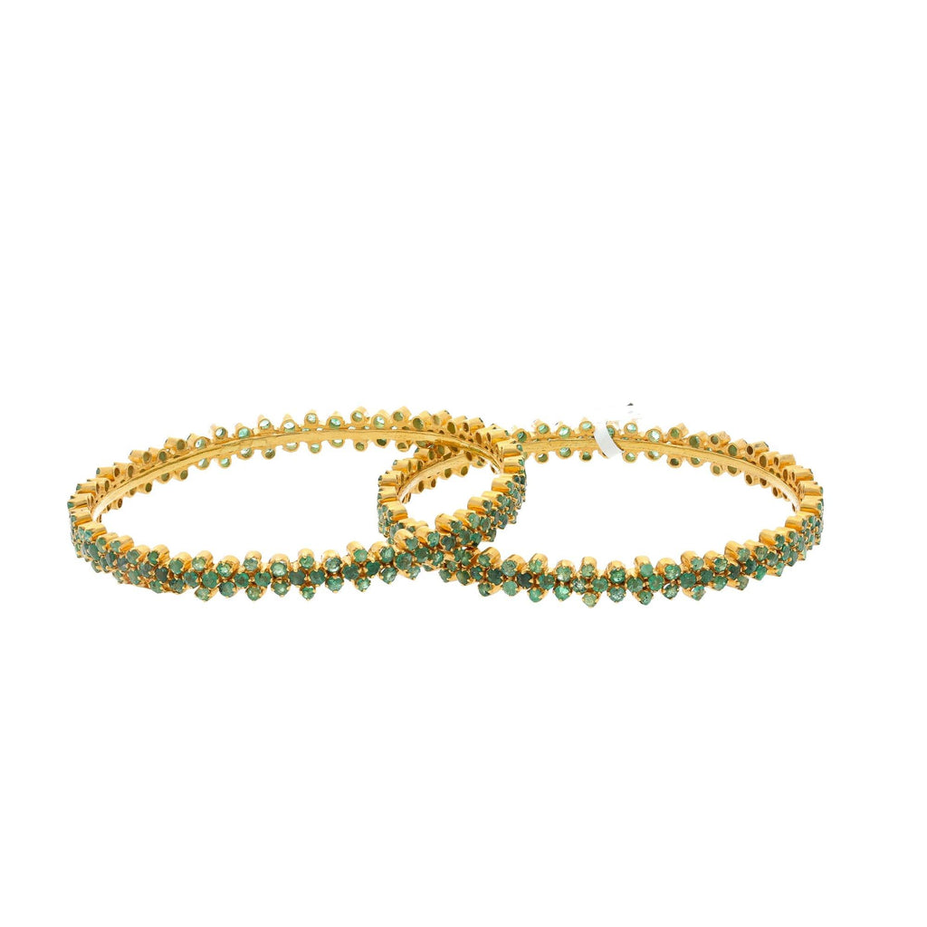 22K Yellow Gold sleek Bangles Set of Two W/ Emerald , 42.8 grams - Virani Jewelers |
Surprise your lady with a pair of gold bangles that'll adorn her wrists every day. This 22K ye...