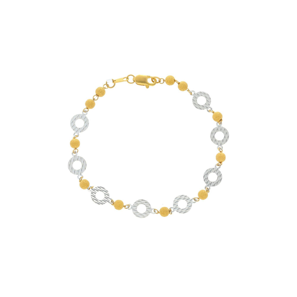 22K Yellow Gold Link Peace Bracelet W/ White Gold Disc Accents, 6.5 grams - Virani Jewelers |
The play of perfect symmetry with geometric figures does have an everlasting charm.This 22K ye...