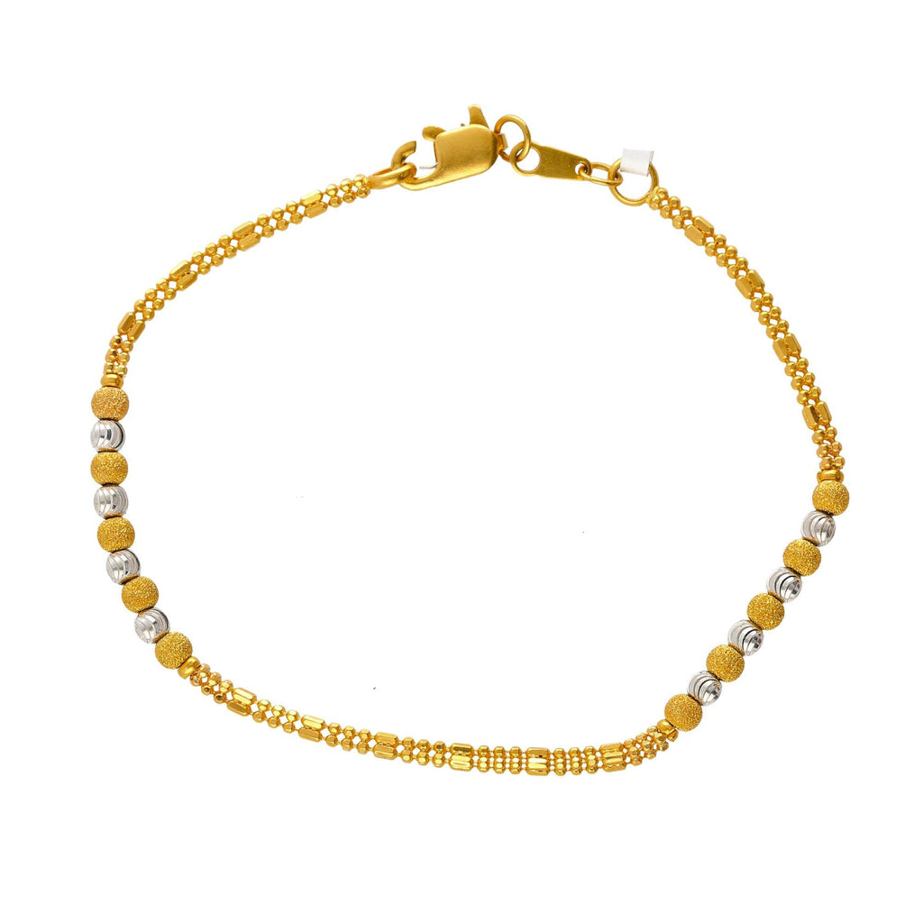 22K Yellow & White Gold Half Beaded Bracelet - Virani Jewelers |
Our 22K Yellow & White Gold Half Beaded Bracelet is just what your wrist needs to shimmer on...