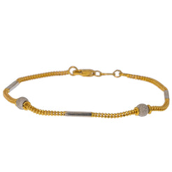 22K Multi Tone Gold Adjustable Bracelet W/ Pipe, Ball & Clustered Beads - Virani Jewelers
