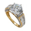 22K Multi Tone Gold Ring W/ Round & Baguette Cut CZ Gems - Virani Jewelers