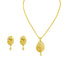 22K Yellow Gold Earring & Necklace Set W/ CZ Encrusted Statement Pendant & Circular Details - Virani Jewelers
