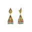22K Yellow Gold Laxmi Earrings W/ Emerald & Ruby - Virani Jewelers