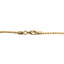 A closeup image of the lobster claw clasp on the 22K gold necklace with draping strands from Virani Jewelers.