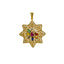 22K Yellow Gold Navratna Pendant W/ Emeralds, Ruby, CZ, Pearl, Sapphire & Flower Frame - Virani Jewelers