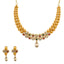 22K Yellow Gold Necklace And Earrings Set W/ Rubies, Emeralds, CZ Stone Jewelry, Pearls & Smooth Gold Balls - Virani Jewelers
