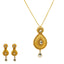 22K Yellow Gold Necklace And Earrings Set W/ Kundan & Pear Shaped Paisley Pendants - Virani Jewelers